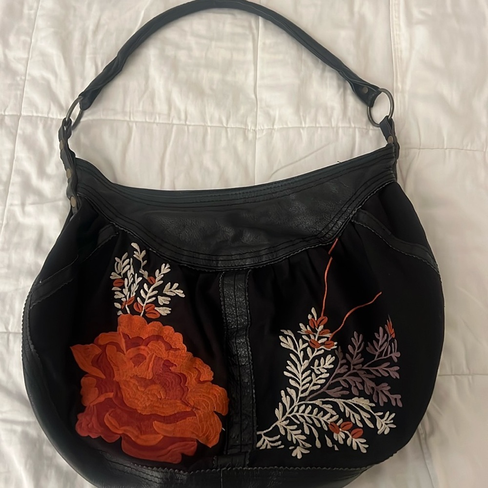 Anthropologie Embroidered tote/hobo bag